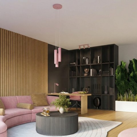 Sollux Lighting Lampa wisząca KARBON 3P różowa