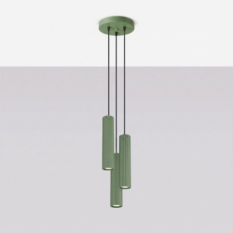 Sollux Lighting Lampa wisząca KARBON 3P szałwiowa