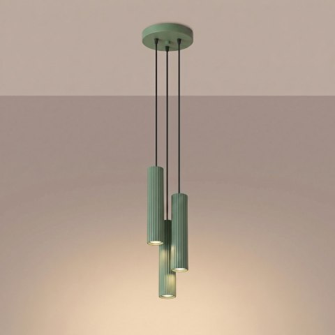 Sollux Lighting Lampa wisząca KARBON 3P szałwiowa
