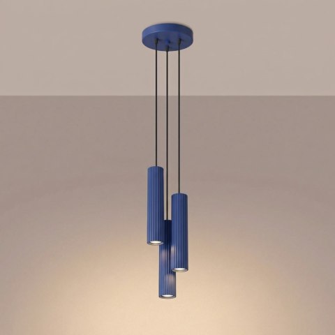 Sollux Lighting Lampa wisząca KARBON 3P ultramaryna