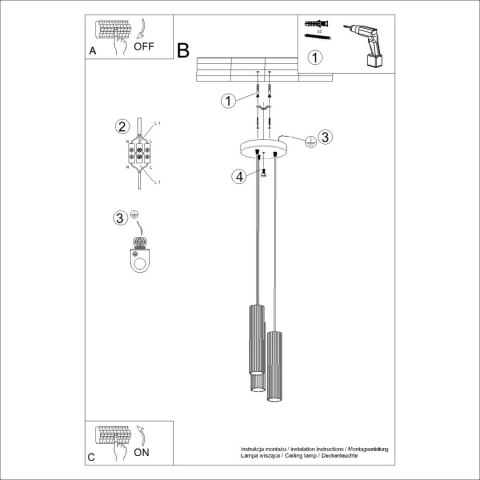 Sollux Lighting Lampa wisząca KARBON 3P żółta