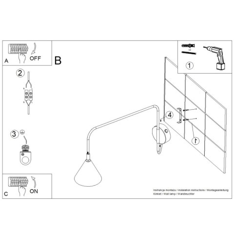 Sollux Lighting Kinkiet NOX 1 błękitny z włącznikiem