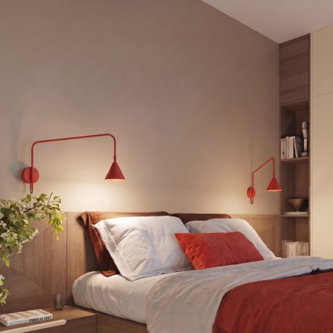 Sollux Lighting Kinkiet NOX 1 czerwony z włącznikiem