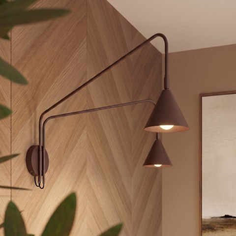 Sollux Lighting Kinkiet NOX 2 brązowy z włącznikiem
