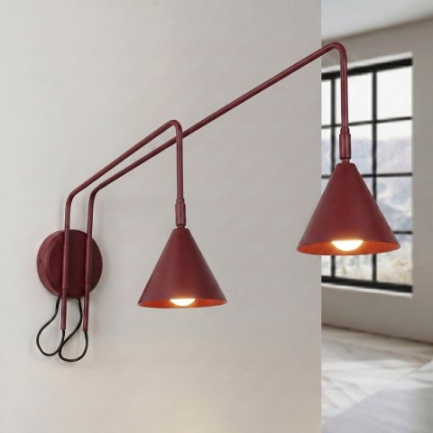 Sollux Lighting Kinkiet NOX 2 burgund z włącznikiem