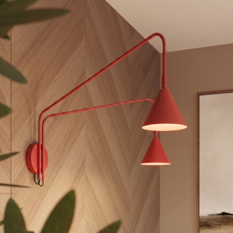 Sollux Lighting Kinkiet NOX 2 czerwony z włącznikiem