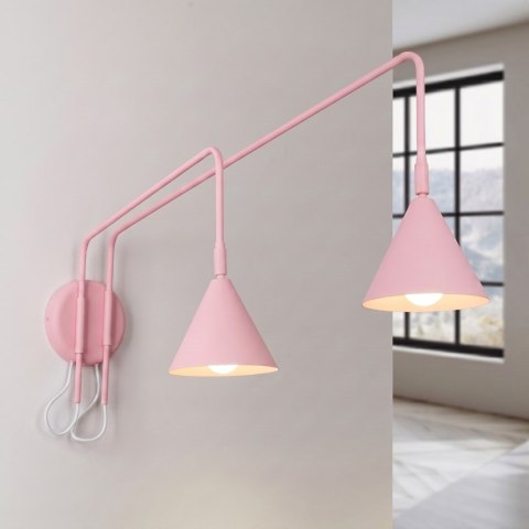 Sollux Lighting Kinkiet NOX 2 różowy z włącznikiem