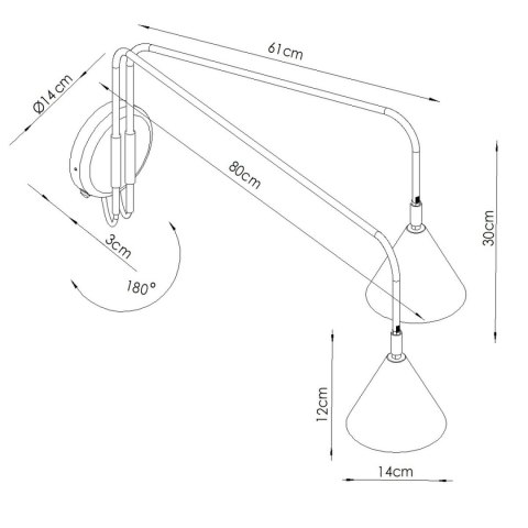 Sollux Lighting Kinkiet NOX 2 taupe z włącznikiem
