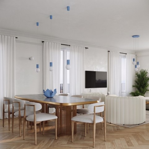 Sollux Lighting Lampa wisząca HALO 1 błękitna