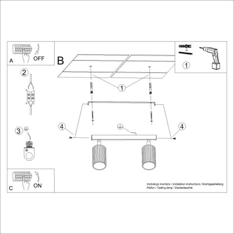 Sollux Lighting Plafon KARBON 2 brązowy