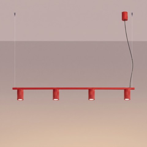 Sollux Lighting Żyrandol KARBON 4 czerwona