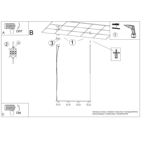 Sollux Lighting Żyrandol NOX 4L błękitna