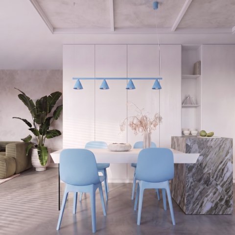 Sollux Lighting Żyrandol NOX 4L błękitna
