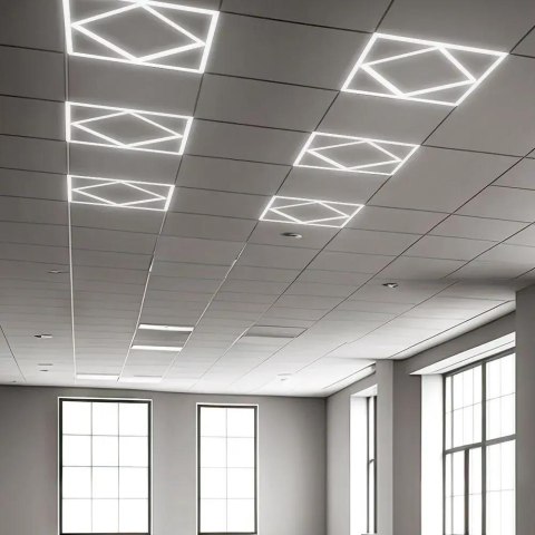 64W LED DIAMOND-IN-SQUARE PANEL LIFUD DRIVER+QC 595x595MM FLICKER FREE 6500K