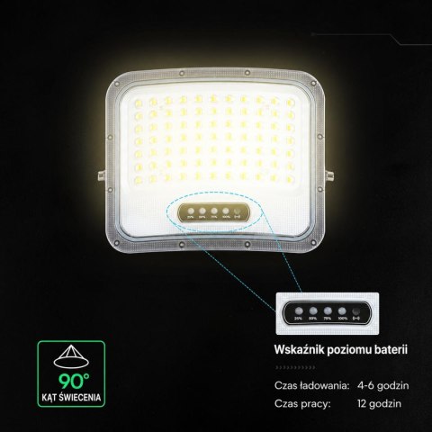 LED FLOODLIGHT WITH SOLAR PANEL 20W BLACK 3IN1 IP65