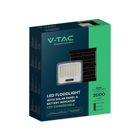 LED FLOODLIGHT WITH SOLAR PANEL 20W BLACK 3IN1 IP65