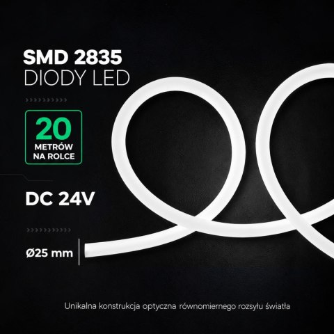16W LED Neon Flex Strip Light 24V 360D fi25: 6000K
