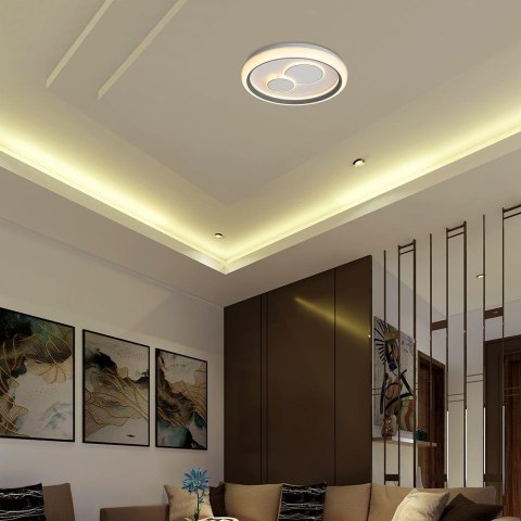 2X30W LED DECORATIVE CEILING LAMP RF REMOTE CONTROL 3IN1 DIMMABLE WHITE+GREY