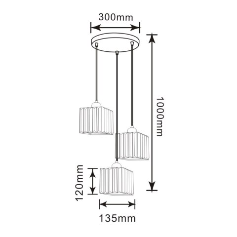 Lampa wisząca Galactico talerz 3xE27 czarna/transparentna LP-2383/3P