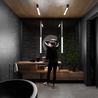 Kinkiet Ibros średni 3000K 1xLED czarny IP44 GS-LWA-9W 3000K BK