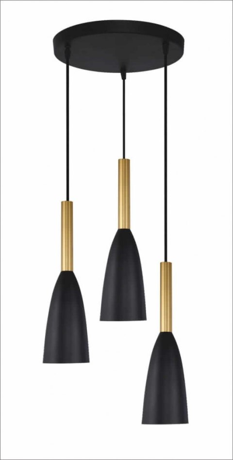 Light Prestige Lampa wisząca Solin 3 czarno-złota 3xE27