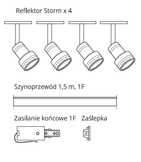 Storm SET szynoprzewód 1F 4xGU10 biały LP-733 SET WH